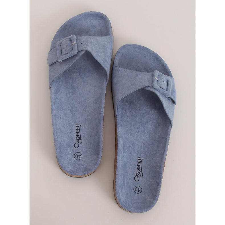 Klapki na korkowej podeszwie niebieskie G-5026 Blue 1