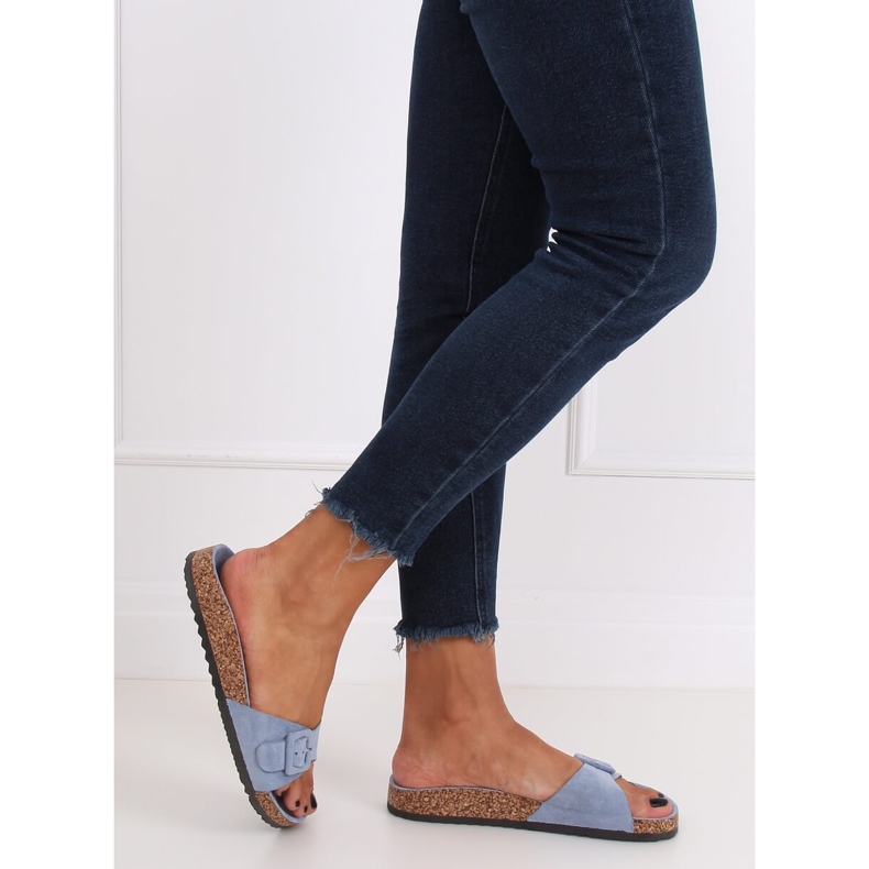 Klapki na korkowej podeszwie niebieskie G-5026 Blue 2