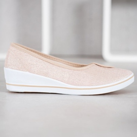 Comer Baleriny Z Brokatem brązowe żółte 2