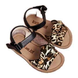 FRROCK Dziecięce Sandałki Na Rzepy Panterka Mimi brązowe czarne pomarańczowe 3