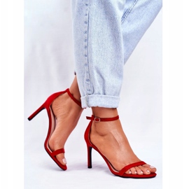 PS1 Sandały Damskie Na Szpilce Klasyczne Czerwone Basilian 1