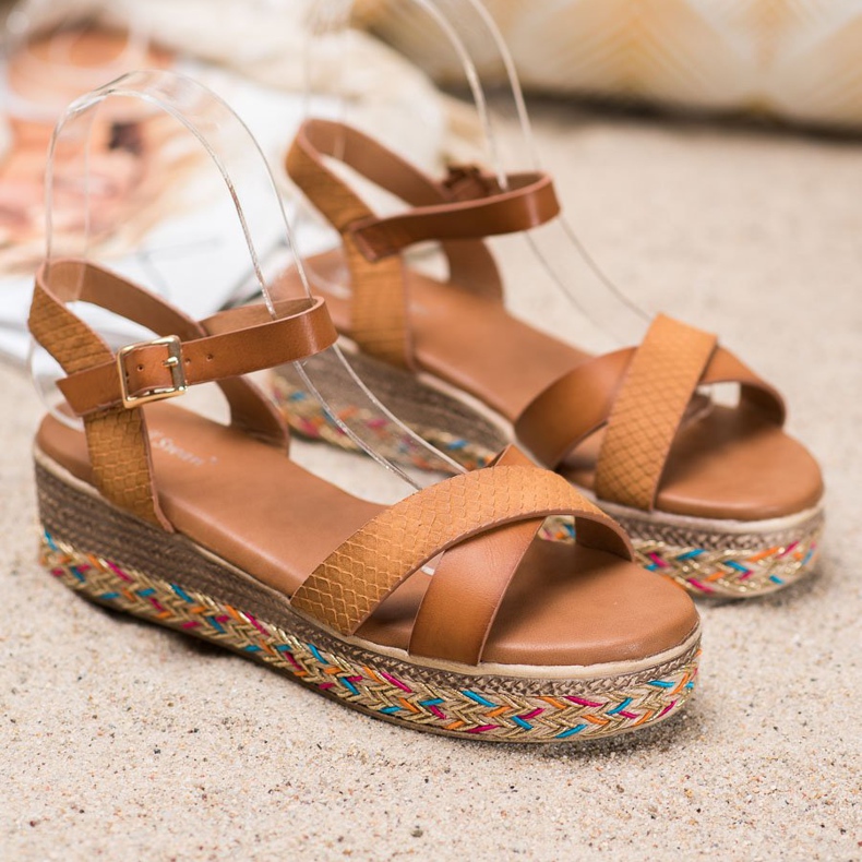 Small Swan Modne Sandałki Z Eko Skóry brązowe 2