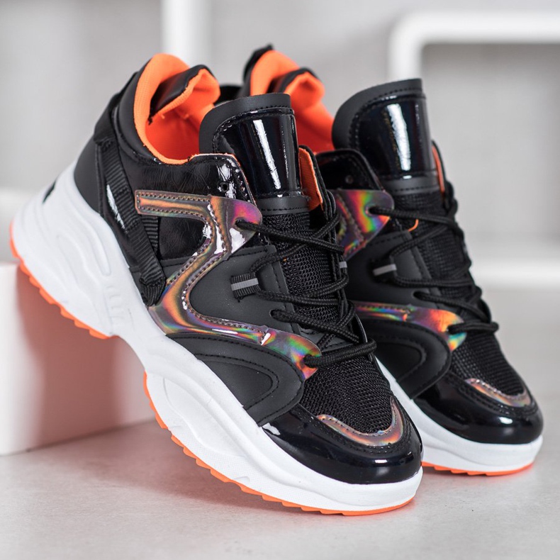 Weide Sneakersy Fashion czarne pomarańczowe 1