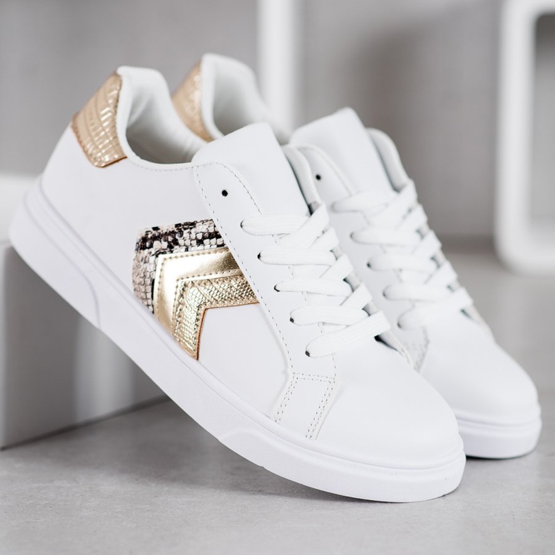 SHELOVET Modne Buty Z Eko Skóry białe żółte 1