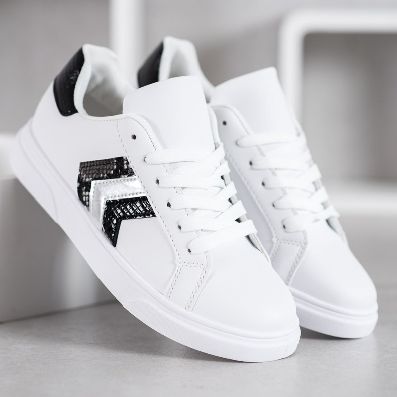 SHELOVET Modne Buty Z Eko Skóry białe czarne szare 2