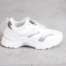 SHELOVET Stylowe Sneakersy białe szare 2