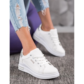 SHELOVET Modne Sznurowane Sneakersy białe szare 1