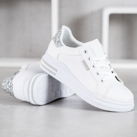 SHELOVET Modne Sznurowane Sneakersy białe szare 4