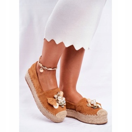 PS1 Espadryle Damskie Na Platformie Lniane Camel Denver brązowe 1