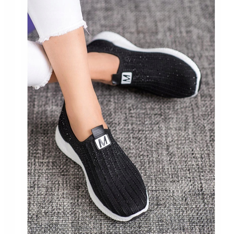 SHELOVET Czarne Buty Z Kryształkami 2