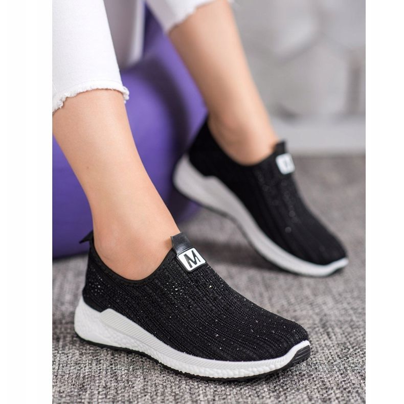 SHELOVET Czarne Buty Z Kryształkami 1
