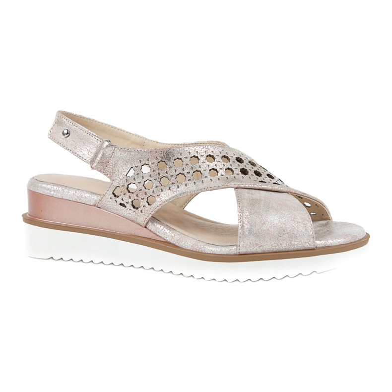 M.Daszyński Sandały metaliczny róż Daszyński 1838 różowe szare 5