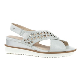 M.Daszyński Sandały srebrne na koturnie Daszyński 1838 szare 6