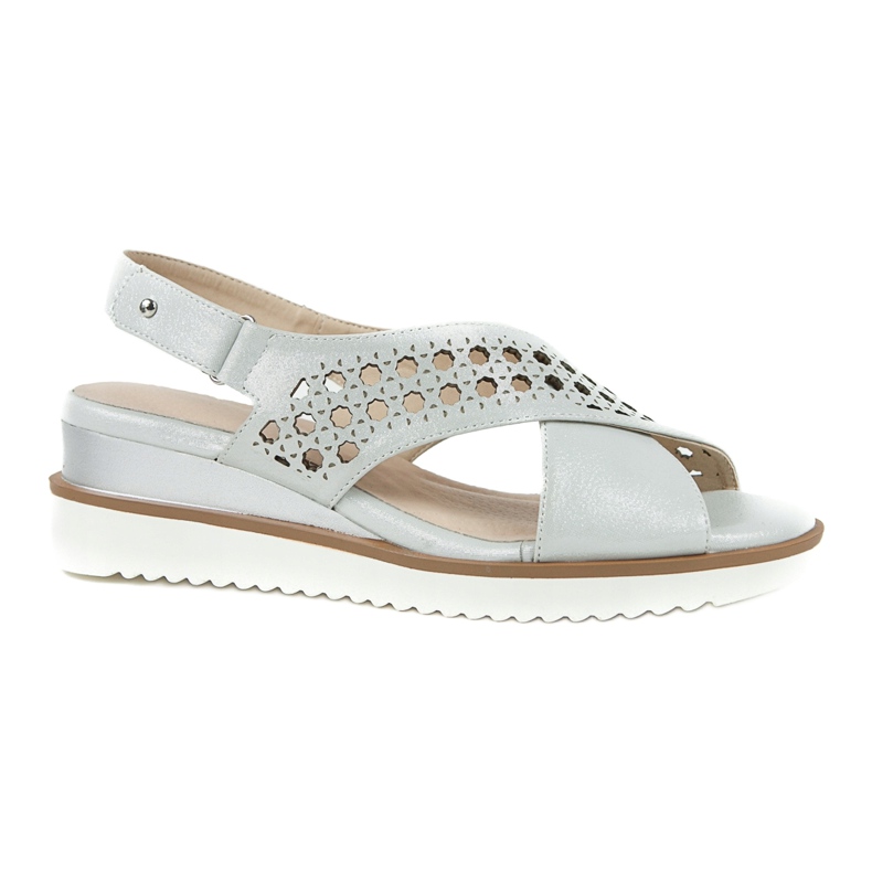 M.Daszyński Sandały srebrne na koturnie Daszyński 1838 szare 6