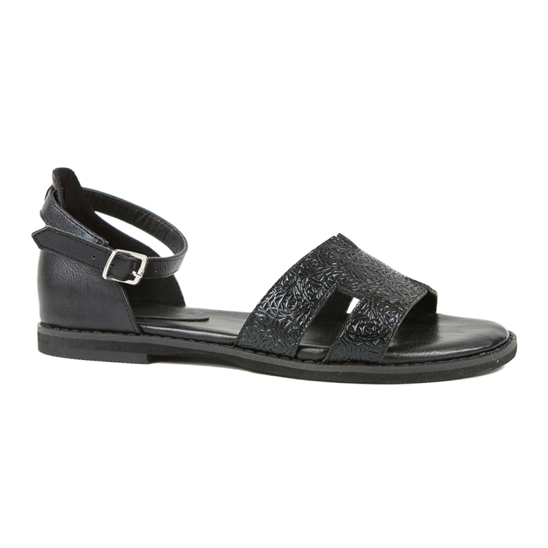 M.Daszyński Czarne Sandały z Piętą Daszyński MR1848-17 5