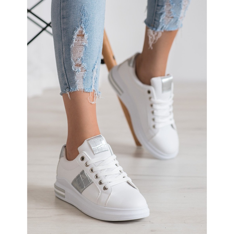 RTX WALK Sneakersy Ze Srebrnymi Wstawkami białe szare 1