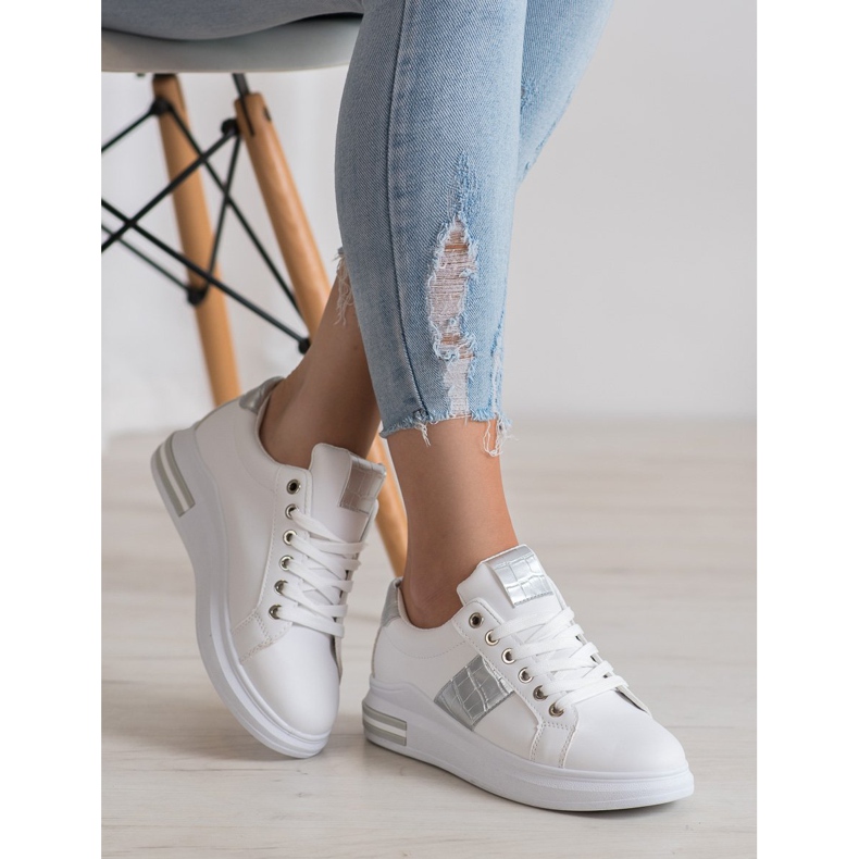 RTX WALK Sneakersy Ze Srebrnymi Wstawkami białe szare 2