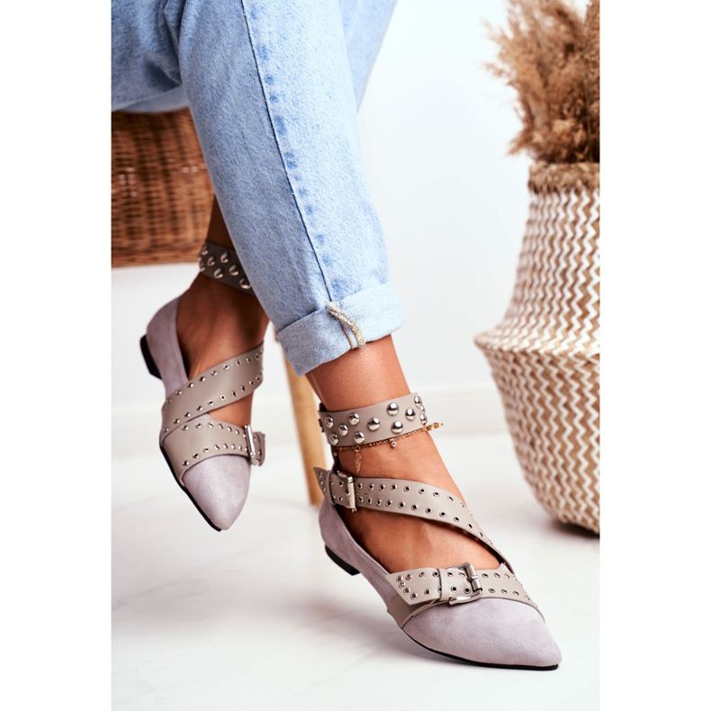 Lu Boo Baleriny W Szpic Paski Nity Szare Esteria 2