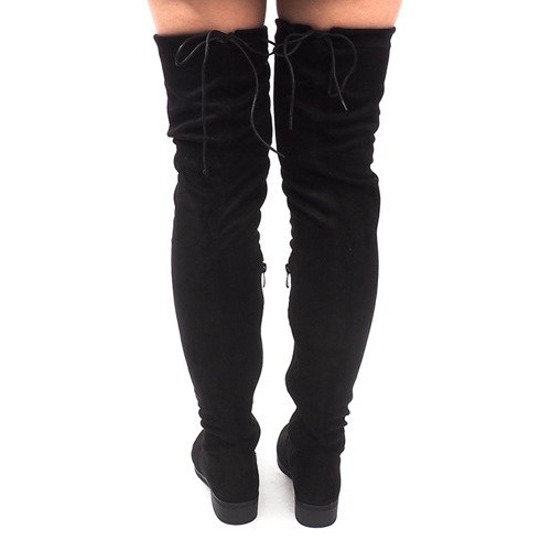 Zamszowe Kozaki Pompon AB02-53 Czarny czarne 1