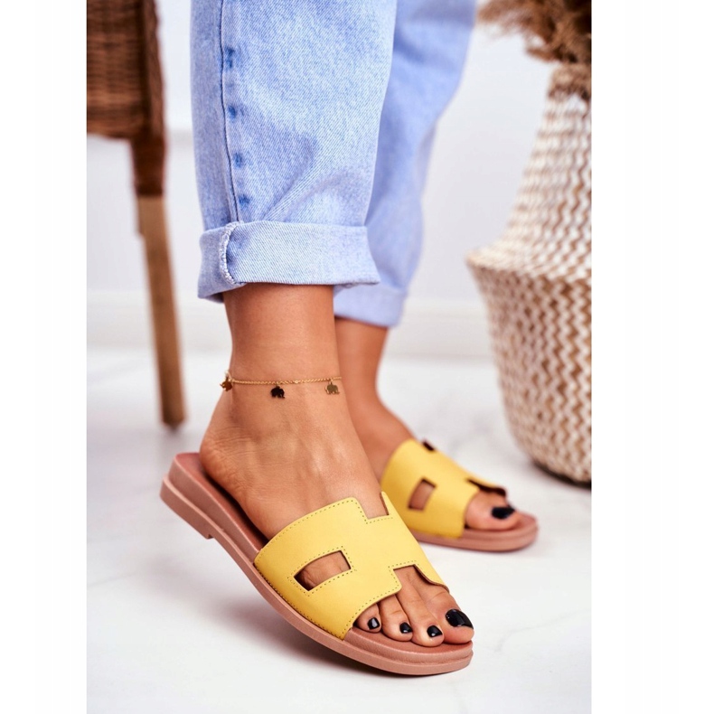 BUGO Damskie Klapki Żółte Geometryczne Klasyczne Theodora 1