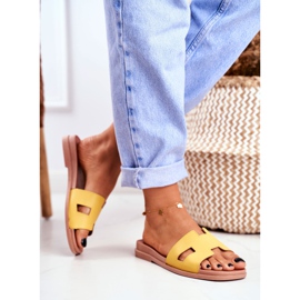 BUGO Damskie Klapki Żółte Geometryczne Klasyczne Theodora 2
