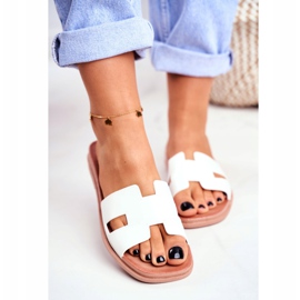 BUGO Damskie Klapki Białe Geometryczne Klasyczne Theodora 2