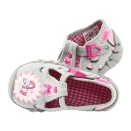 Befado obuwie dziecięce 110P359 białe różowe szare 5