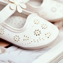 Apawwa Balerinki Dziecięce na Rzepy Kwiatuszek Białe Flored 2