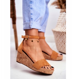 PS1 Sandałki Damskie Na Koturnie Camel MarryMe brązowe 2
