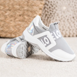 Seastar Slipony Na Platformie Love białe szare 1