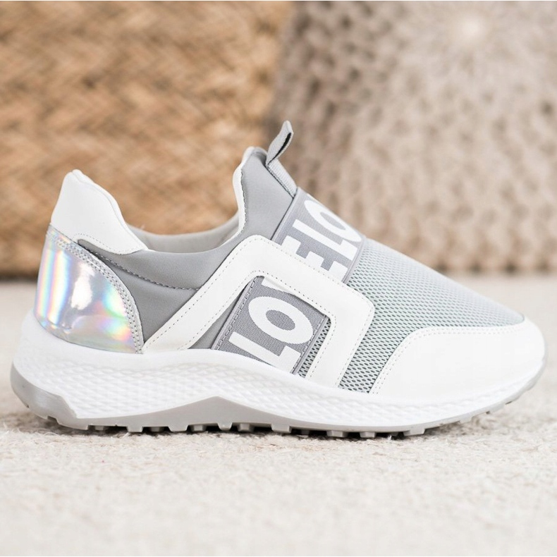 Seastar Slipony Na Platformie Love białe szare 2