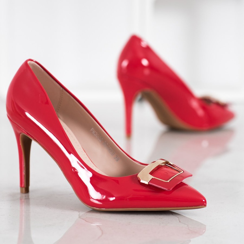 Fama Czółenka Z Ozdobną Klamrą czerwone 1