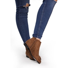 Zamszowe Botki Sztyblety 100-602 Camel brązowe 1