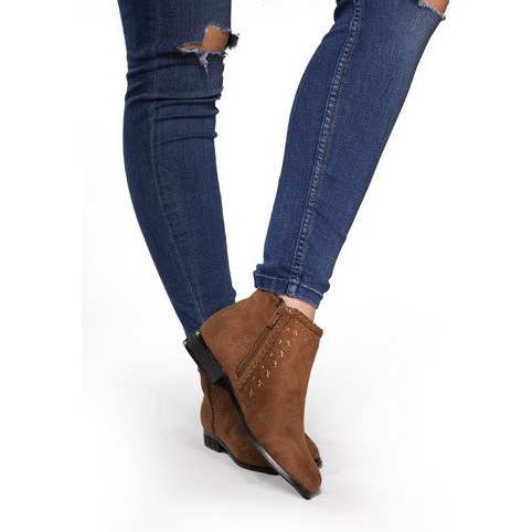 Zamszowe Botki Sztyblety 100-602 Camel brązowe 1