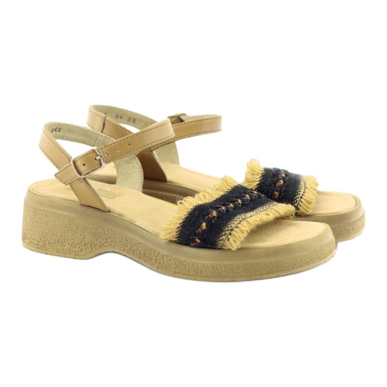 Eldam Sandałki dziewczęce na platformie brązowe czarne 4