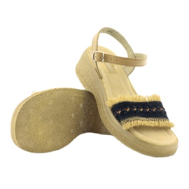 Eldam Sandałki dziewczęce na platformie brązowe czarne 3