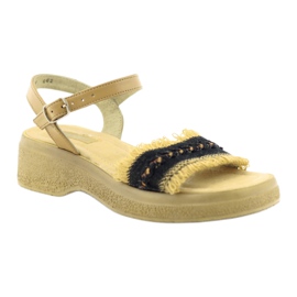 Eldam Sandałki dziewczęce na platformie brązowe czarne 1