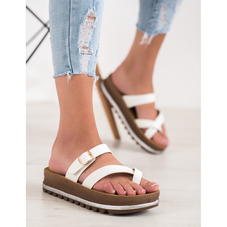 Comer Klapki Na Platformie Fashion białe 2
