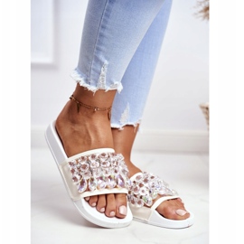 Damskie Klapki Lu Boo Kryształki Białe Bobbi 1