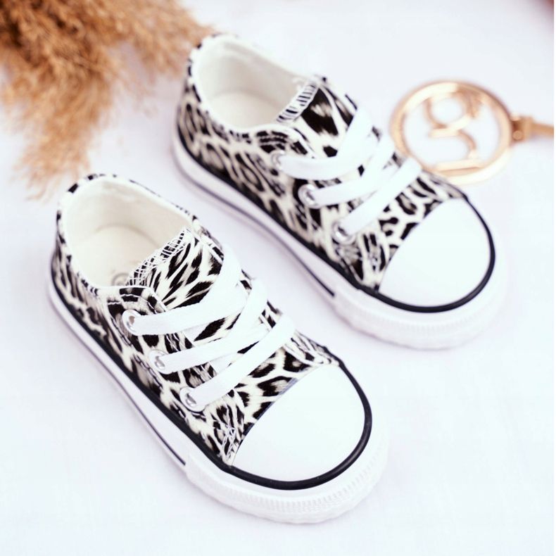 FRROCK Dziecięce Trampki Białe Błyszczące Panterka Berni brązowe brązowe 2