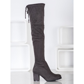 J. Star Wsuwane Kozaki Na Słupku szare 2