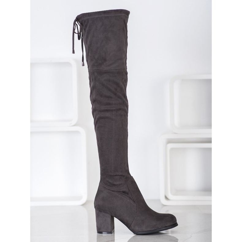 J. Star Wsuwane Kozaki Na Słupku szare 2