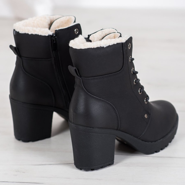 J. Star Casualowe Botki Z Wiązaniem czarne 1