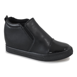 Czarne sneakersy na koturnie DD409-1 1