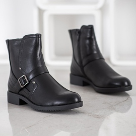 J. Star Botki Na Płaskim Obcasie czarne 1