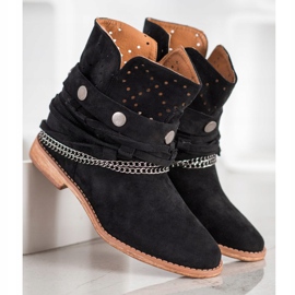 Bella Paris Botki Z Ozdobnymi Paskami czarne 2