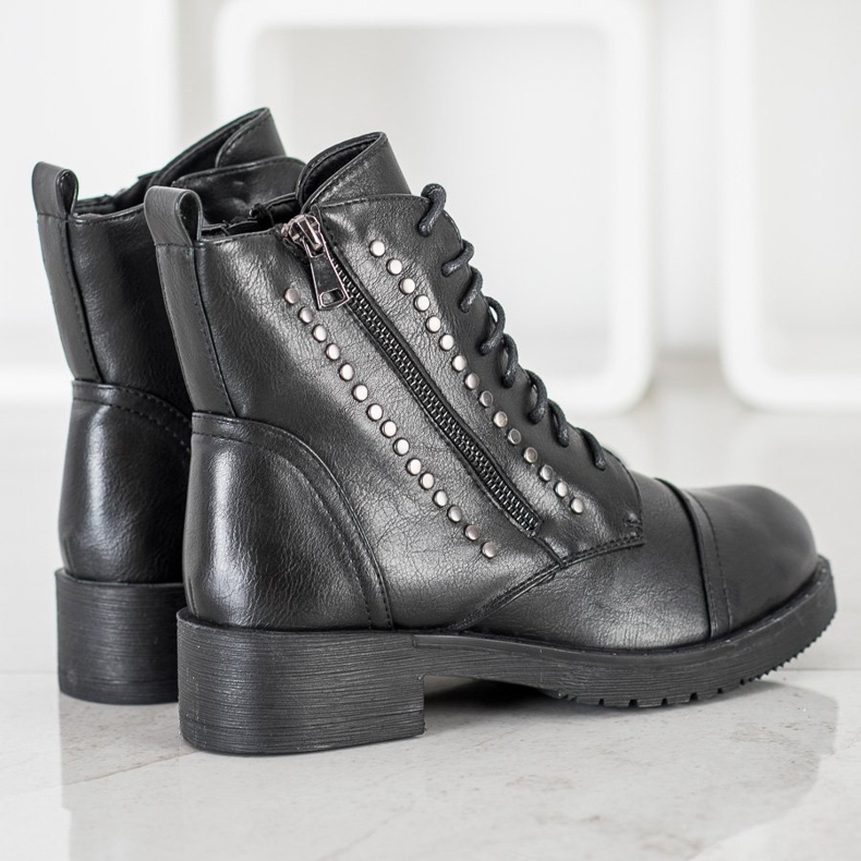 J. Star Ciepłe Workery Z Dżetami czarne 1