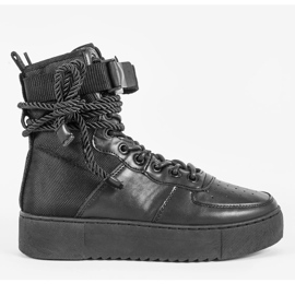 Czarne sneakersy płaskie sznurowane Y-026 4