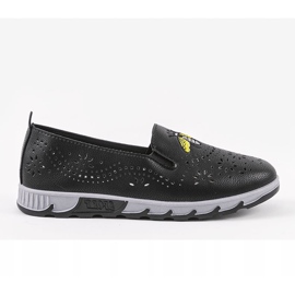 Czarne tenisówki ażurowe z nadrukiem JH81172-3 1