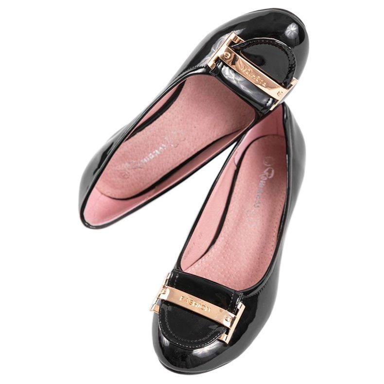 Czarne lakierowane czółenka na słupku 0080-1 1